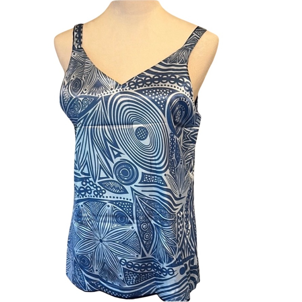 NWOT Reversible Blue Patterned Women's Top